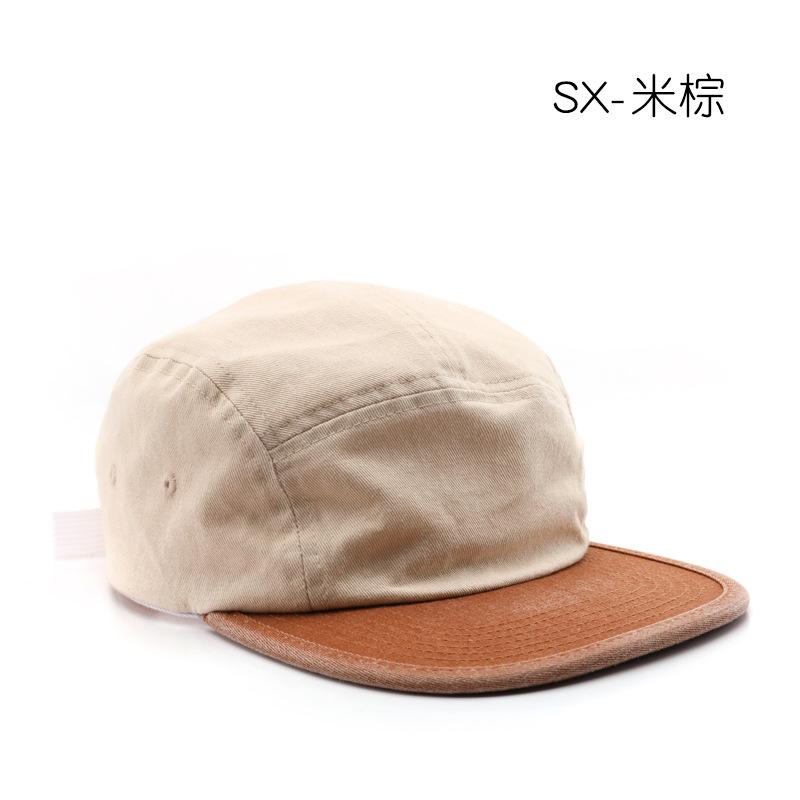 New Retro Color Matching Light Board Flat Brim Hemming Cotton Hip-hop Hat Men's and Women's Old Color Matching Solid Color Hat Tide