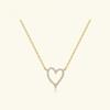Sterling Silver Heart Shape Hollow Out Zircon Charm Long Chain Necklace Dainty Women Wedding Gift Jewelry