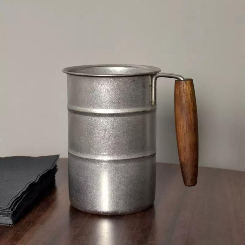 Stainless Steel Vintage Wine Mug Oil Barrel Design Coffee Cup Cold Drinks Mug  Outdoor Use