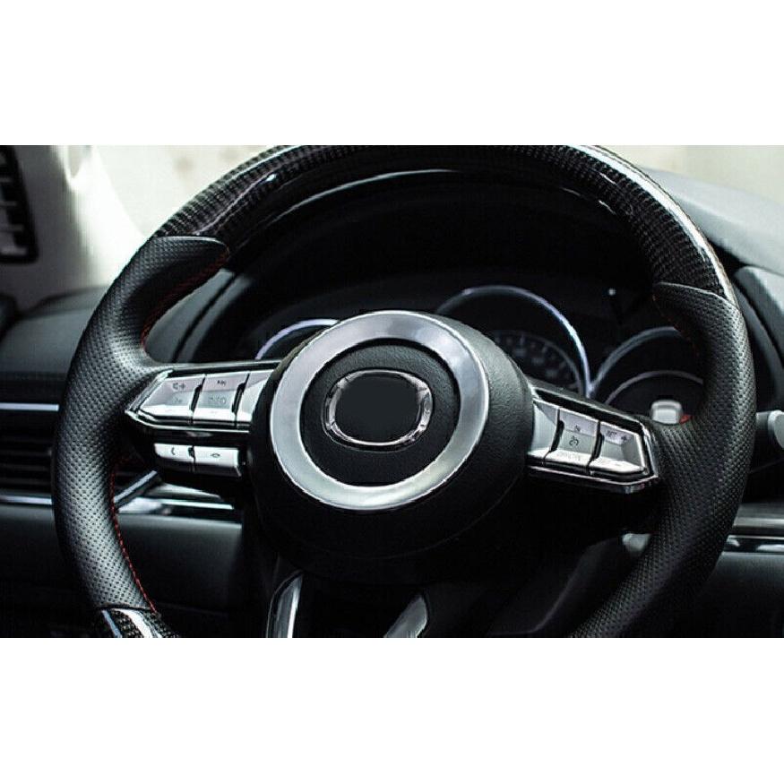 For Mazda 6 Atenza 2017-2018 Glossy Chrome Steering Wheel Horn Button Ring Trim