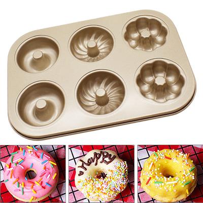 Yapışmaz 6 Kavite Donut Kalıp DIY Bakeware Donuts Tava Teneke Kek Pişirme Aracı