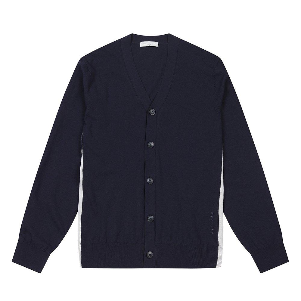 Ferraromilano Men'S Basic Y-Neck Knit Cardigan Navy (A0C510149)