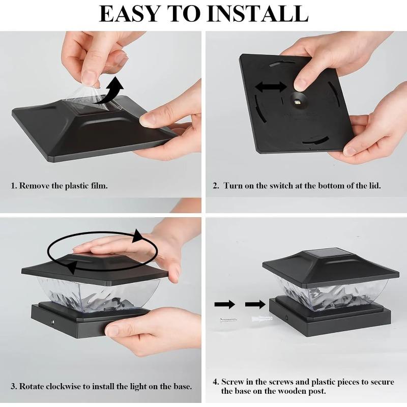 Outdoor Solar Post Cap 2 Modes Fence Light LED Post Lamp Solar Powered Waterproof For Wood Posts Yard Garden Outside