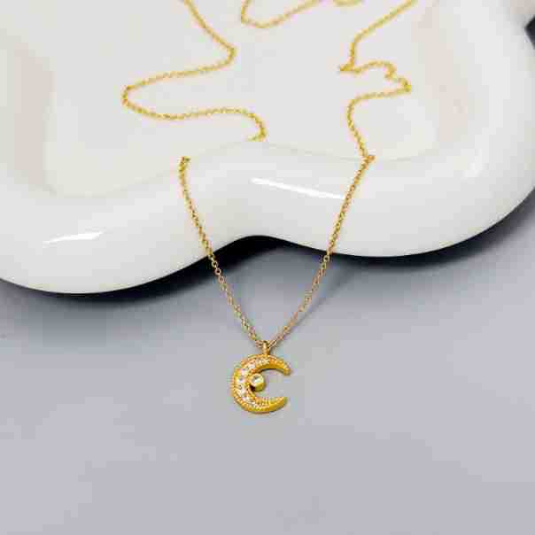 

Niche Design O-Shaped Collarbone Chain Exquisite High-End Diamond-Encrusted Moon-Shaped Necklace