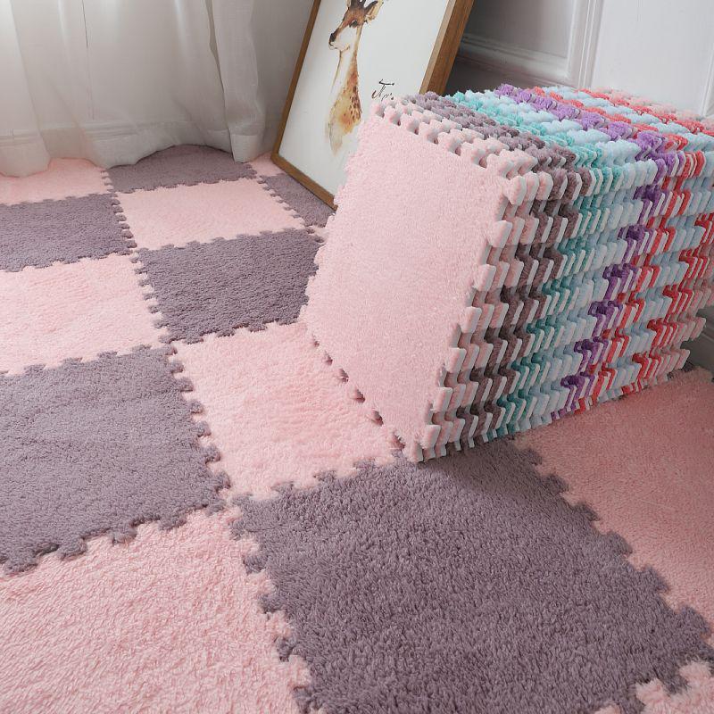 Nordic Style Patchwork Floor Mats for Girls' Room, Large Plush Bedroom and Living Room Carpet