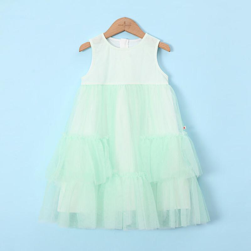 Montagut Kids' 2026 Summer Girls' Spliced Mesh A-line Dress