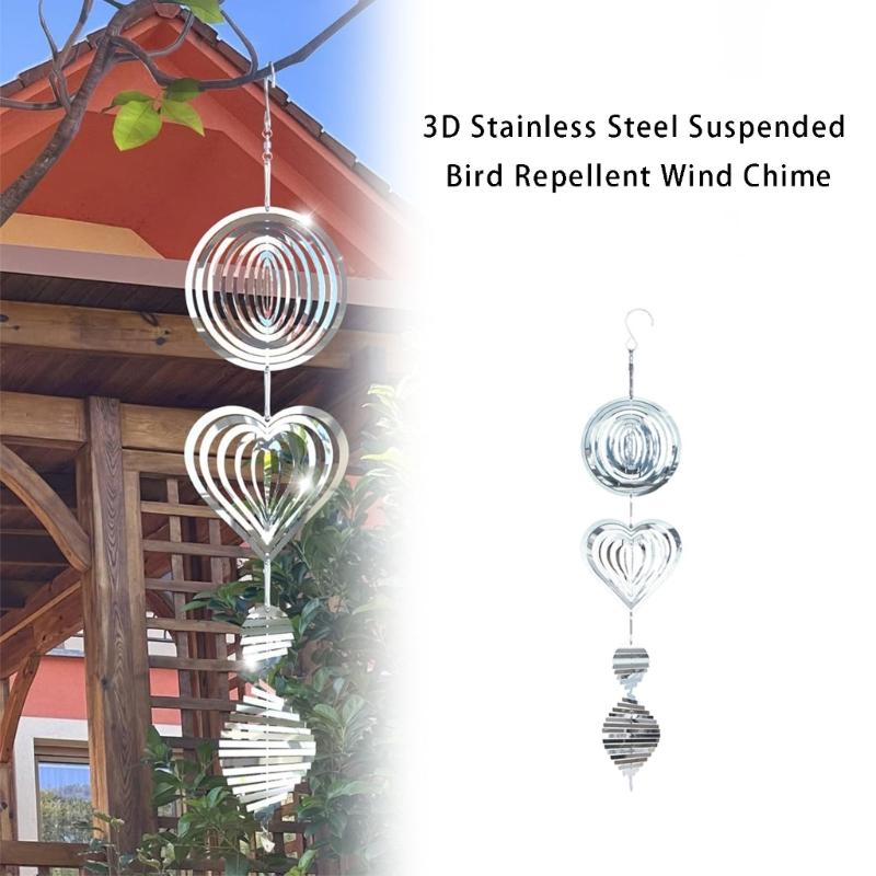 Wind Chime Bird Deterrents 3D Rotating Reflective Spinners Weatherproofed Garden Decoration For Crop Protecting