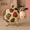Rustic Farmhouse Shelf Decorations Creative Cow Sculpture with Bird, Resin Animal Figurine, Pastoral Statue, Gifts for Housewarming Artistic Tabletop