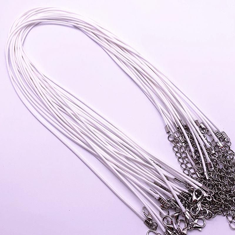 New 10pcs 1.5mm Leather Cord Wax Rope Chain Necklace Extender Chain Lobster Clasp DIY Jewelry Accessories