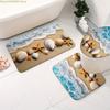 1/3/4pcs Beach-Themed Shower Curtain and Non-Slip Set - Ocean Wave Design with Seashells & Starfish, Polyester, Machine Washab