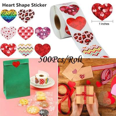 500 Stück/Rolle Herzform Valentinstag Aufkleber Geburtstagsfeier Zubehör Selbstklebendes Etikett Anhänger Aufkleber
