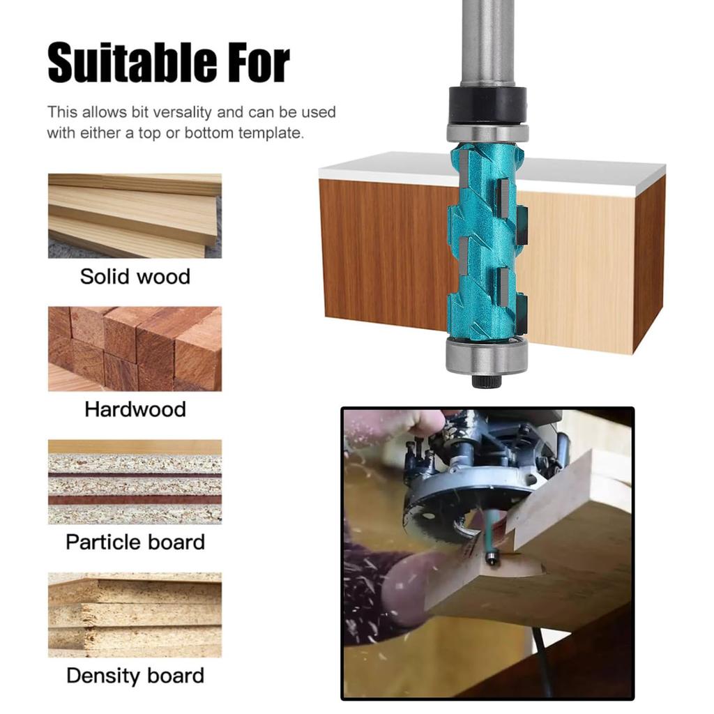 Bündigfräser 1/2 Zoll Schaft 43mm Schnittlänge 19mm Schnittdurchmesser Doppelkugellager Spiralfräser Bündigfräser