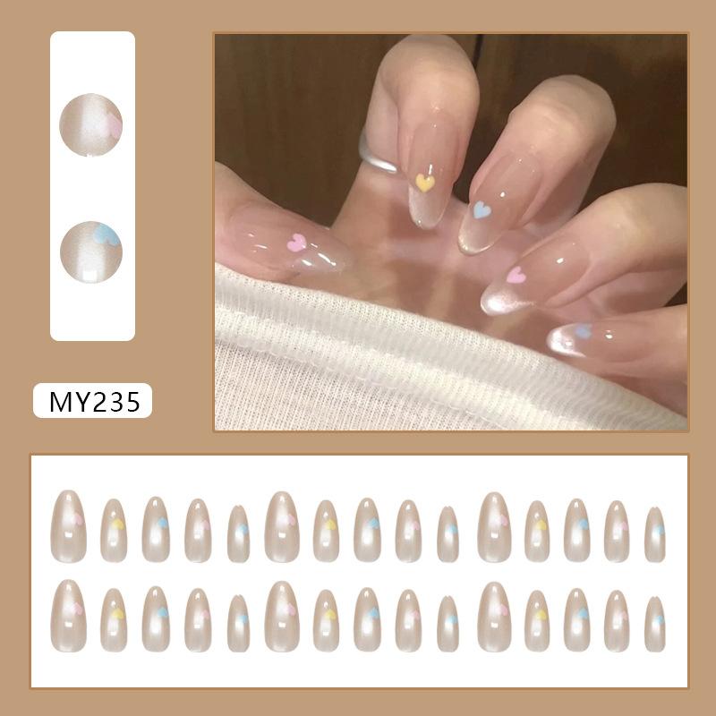 

Дофаминовые конфетные ногти кошачий глаз прозрачные милая девушка съемные носимые 30 штук