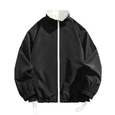 Spring Autumn Double Sided Jackets Men Fashion Stand Collar Couple Casual Outwear Coats Male Zipper Outdoor Loose Jacket Tops