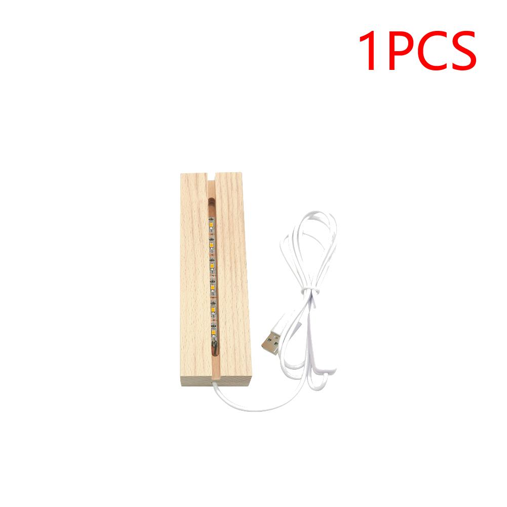 Practical LED Wood Display Base Rectangle Crystal USB Lighted Stand 3D Handmade USB Wooden Base Ornaments Decor