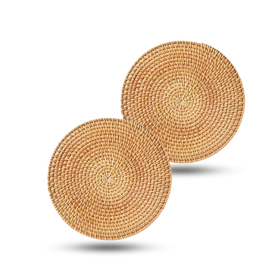 

RegiProb Rattan Trivets, Round, 18cm, Set of 2, Handwoven, Natural Rattan