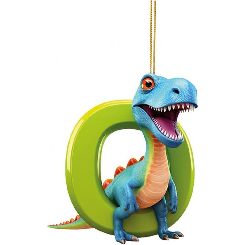 1ks vánoční dinosauří ozdoby 26 písmen kreslený přívěsek 2D plochý akrylový materiál dinosauří figurky závěsná vánoční párty dekorace, ideální pro domácnost