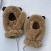Capybara Cartoon Plush Scarf and Gloves 2in1 Set for Adult Student Fashionable Warmth Hand Warmer Mittens Neck Gaiter