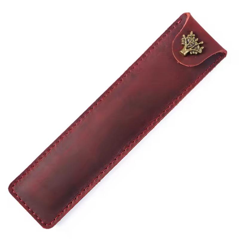 

Genuine Leather Pen Case Creative Pen Sleeve Handmade Pen Pouch Personalized Retro Pen Bag Small Storage Bag красный