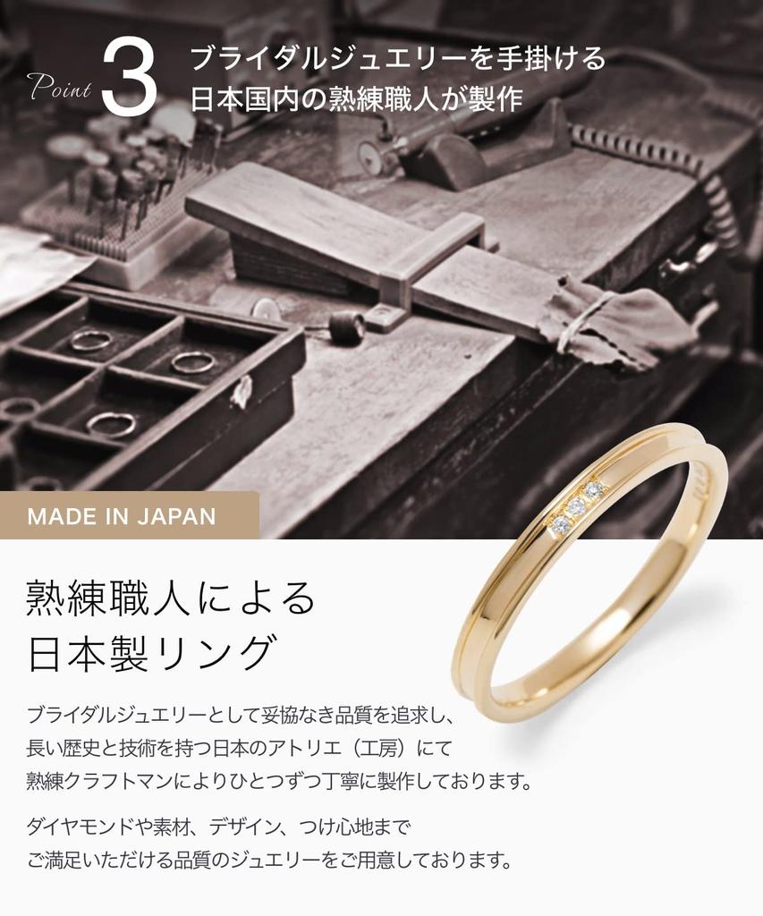 LEGAN Yellow Gold Diamond Size K10YG Natural Diamond Wedding Band for Made in Japan Ring, 7, Women,