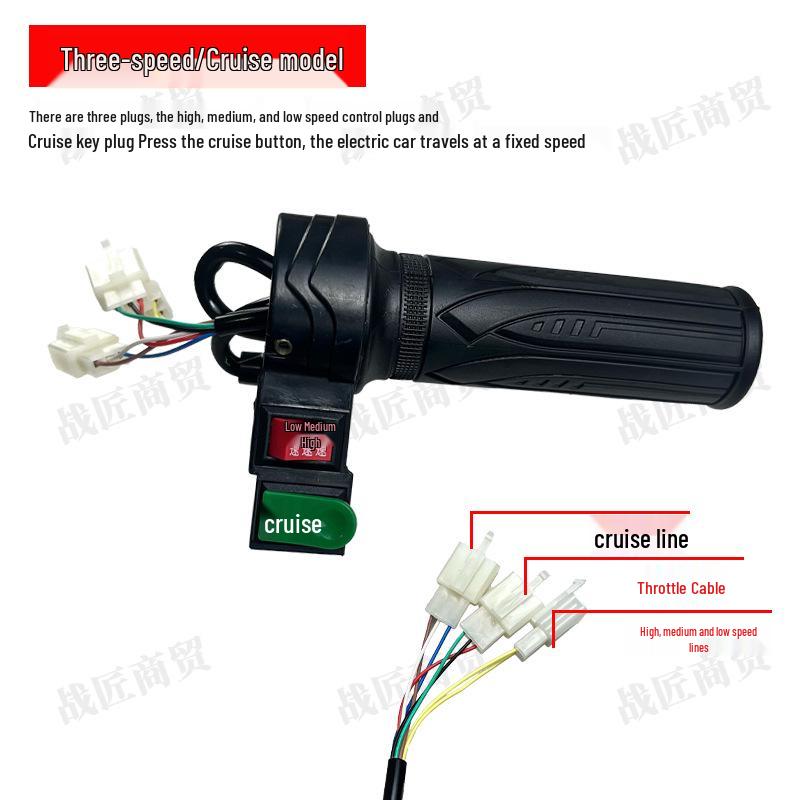 Three-Speed Electric Vehicle Twist Throttle with Forward/Reverse Control & Grip Accessories