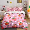 Strawberry Pink Pattern Background Duvet Cover Set Digital Print Colorful Polyester Bedding With Zipper Closur For Kids Gifts