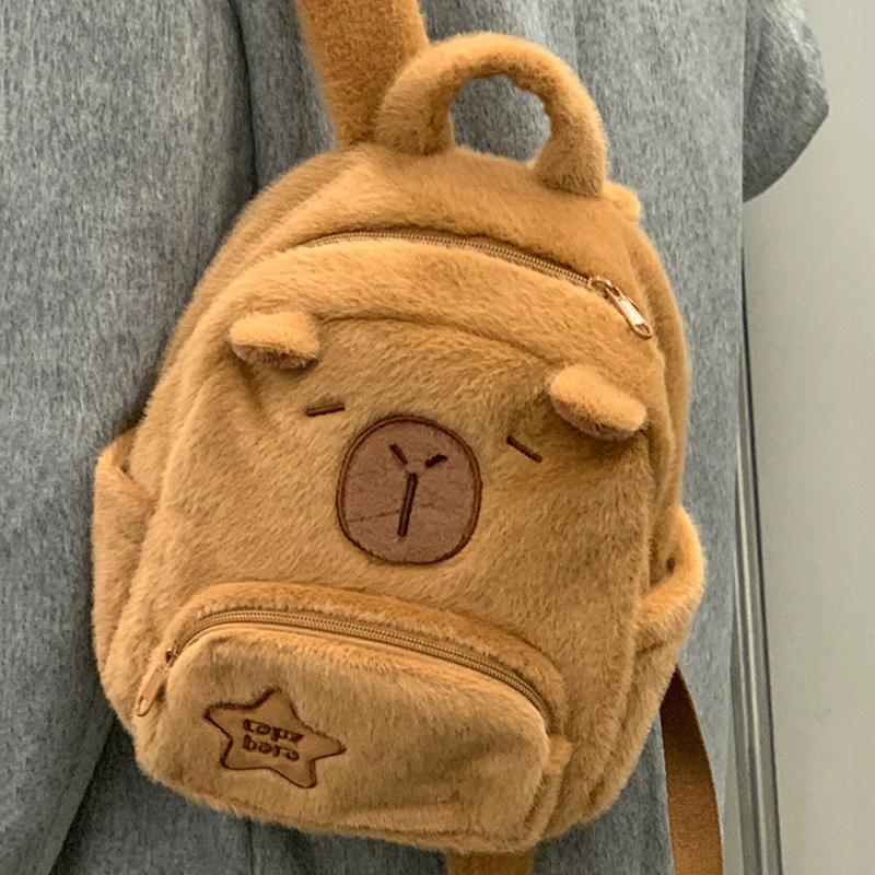 Kreslená kapybara taška velká kapacita plyšové zvíře ležérní všestranný batoh