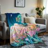 Floating House With Flowers And Clouds Pattern Fleece Blanket Cartoon Style Soft Warm Throw Interior Decoration Bedding Cover