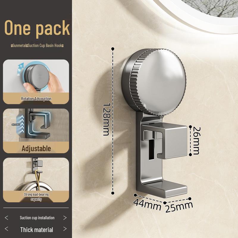 Wall-Mounted Punch-Free Bathroom Basin Storage Rack with Suction Cup