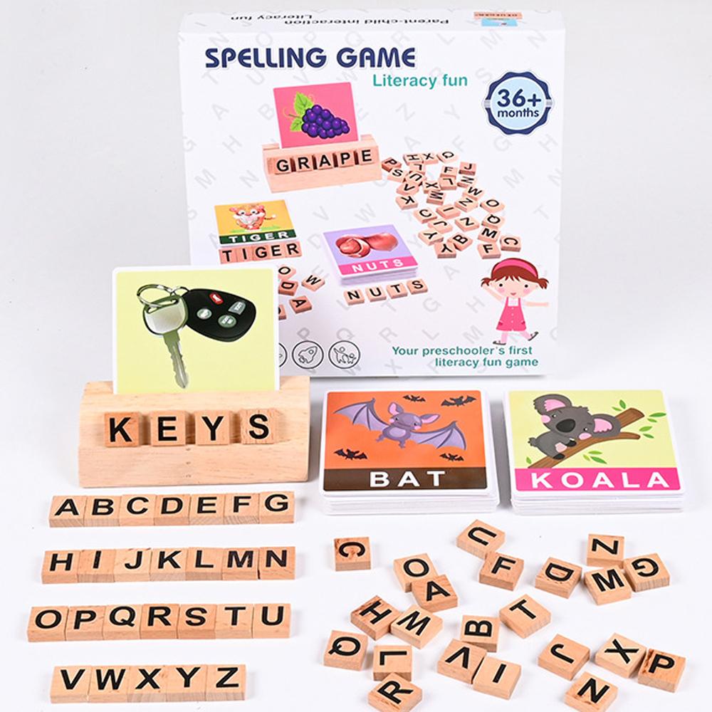 

Детская деревянная игра-пазл на правописание, игрушка, развивающие игрушки Монтессори, карточки с английским алфавитом, игрушки для изучения букв, подарок для детей