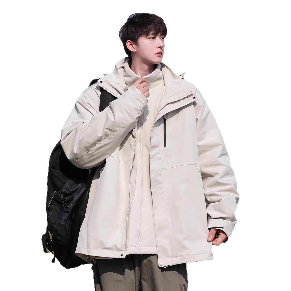 Army Green Outdoor Jacket Men's Three-in-one Removable Autumn and Winter Windproof Waterproof Three-proof Jacket