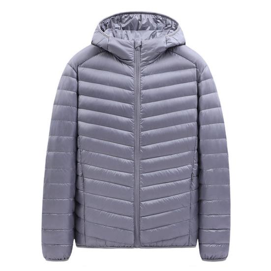 Men Down Coat Hooded Lightweight Warm Winter Jacket Long Sleeve Zipper Closure Windproof Cold Weather Outerwear