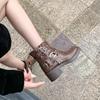Kobieta Vintage Zachodnie Kowbojskie Buty Moda Klamra Paska Krótkie Botki Jesień Zima Gruby Obcas Buty Dziewczęce