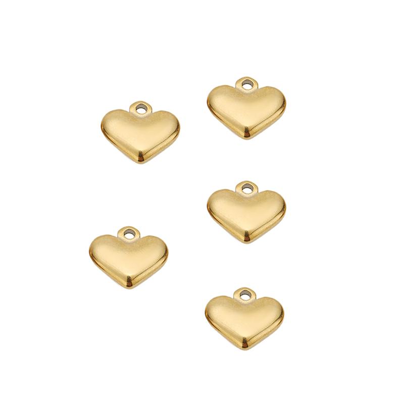 5pcs Stainless Steel Gold Color Classical Heart Charms Pendants DIY Jewelry Making Findings Women Necklace Bracelets Supplies