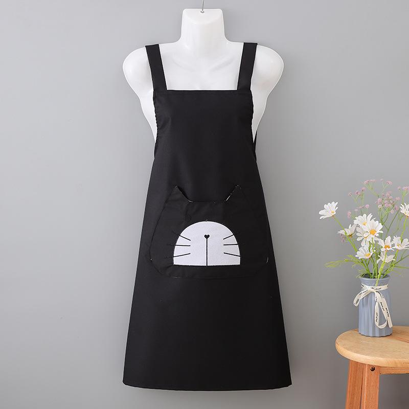 Big pocket waterproof apron kitchen household strap apron foreign style cute anti-oil work clothes