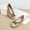Ballerinas für Damen, bequeme Ballerinas mit quadratischer Zehenpartie, rutschfeste elegante Schuhe, lässige leichte Damen-Wanderschuhe aus PU-Leder mit Ösen
