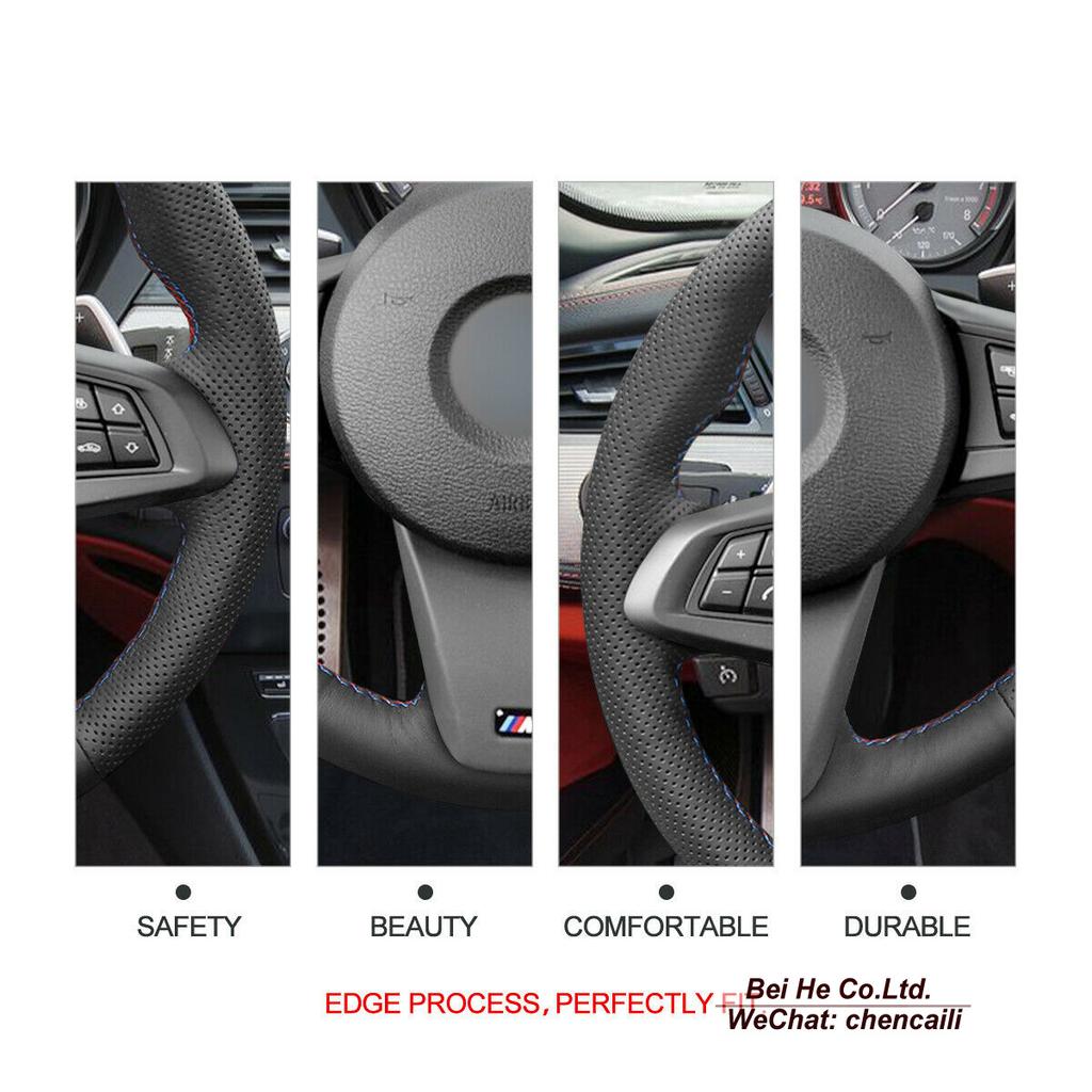 DIY handgenähte rutschfeste schwarze Leder-Wildleder-Auto-Lenkrad-Abdeckung für den Innenraum des BMW Z4 E89 2009–2016