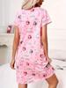 2024 Spring-Summer Casual Women's Printed Round Neck Pajama Dress