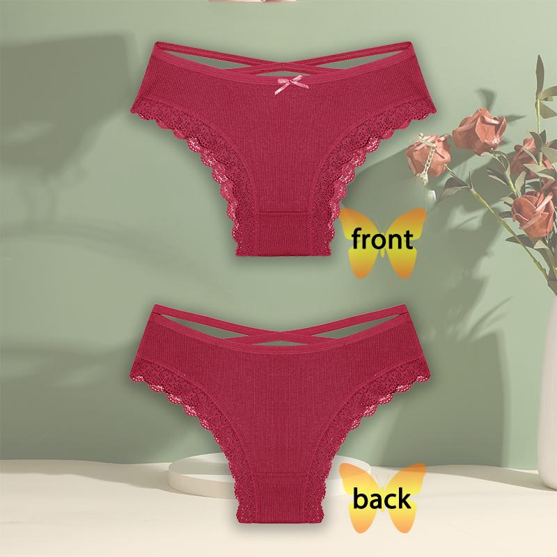 3 pezzi/set slip in cotone da donna mutandine a vita media biancheria intima sexy da donna mutandine con fiocco e spalline intimo comodo da donna