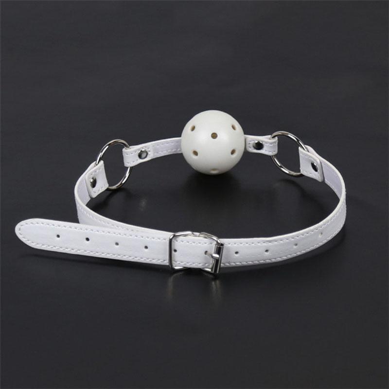 45mm White PU Leather Breathable Ball Gag Mouth Restraint BDSM Erotic Sexy Cosplay Flirting Sex Toys For Couples Adult