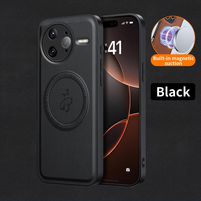 PU Leather Wireless Charging Magnetic Case for Xiaomi Poco F7 Pro / F7 Ultra Protective Cover Hard Back Shell Coque