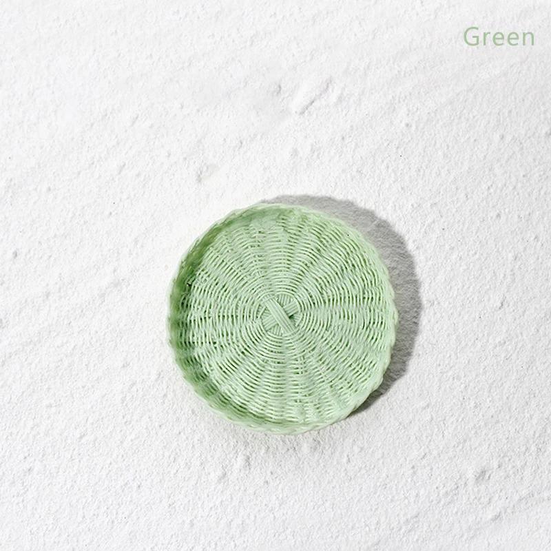 

1:12 Миниатюрный круглый поднос для кукольного домика, поднос для чашек, корзина для хлеба и фруктов, модель кухонных принадлежностей для декора кукольного домика, детские игрушки зелёный