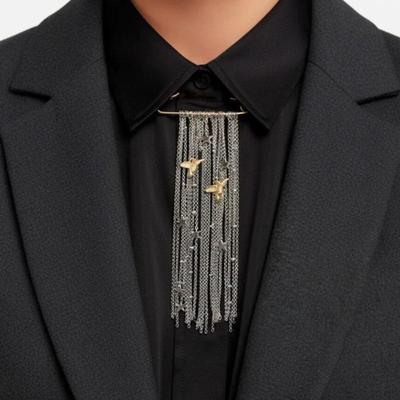 Exaggerated Metal Chain Multiple Tassels Brooches Clothing Accessories Five-pointed Star Stylish Pin Jewelry Accessories Gifts