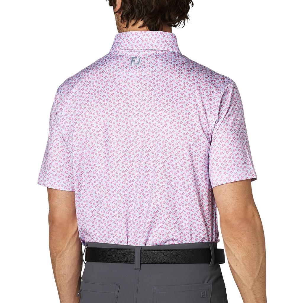 FootJoy Skyway Men's Floral Print Short Sleeve Button-Down Golf Shirt, Size XL (FJ-S25-S14, 34558-XL)