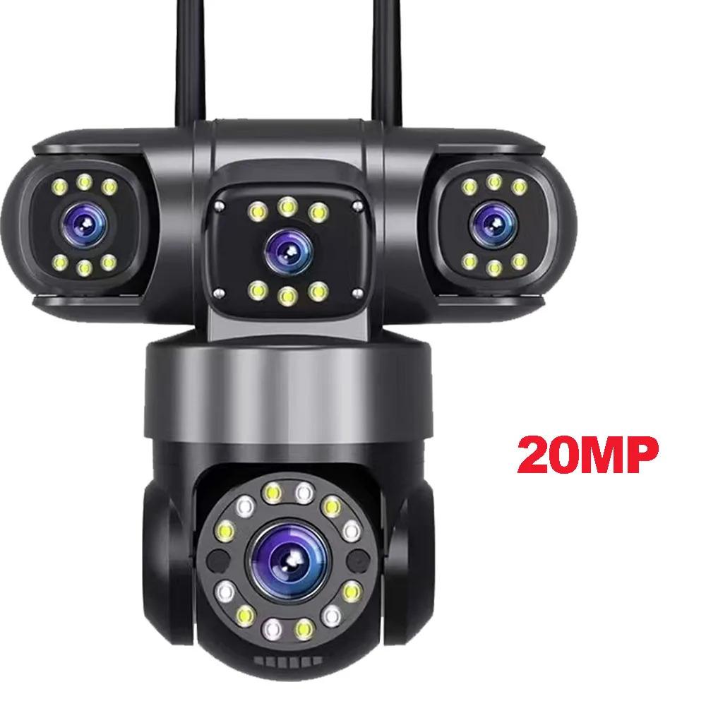 

10K 20MP WIFI IP-камера Зовнішня 4 об єктиви 4 екрани 16-кратний зум CCTV Бездротові камери відеоспостереження 6K 12MP Захист безпеки UK Plug чорний