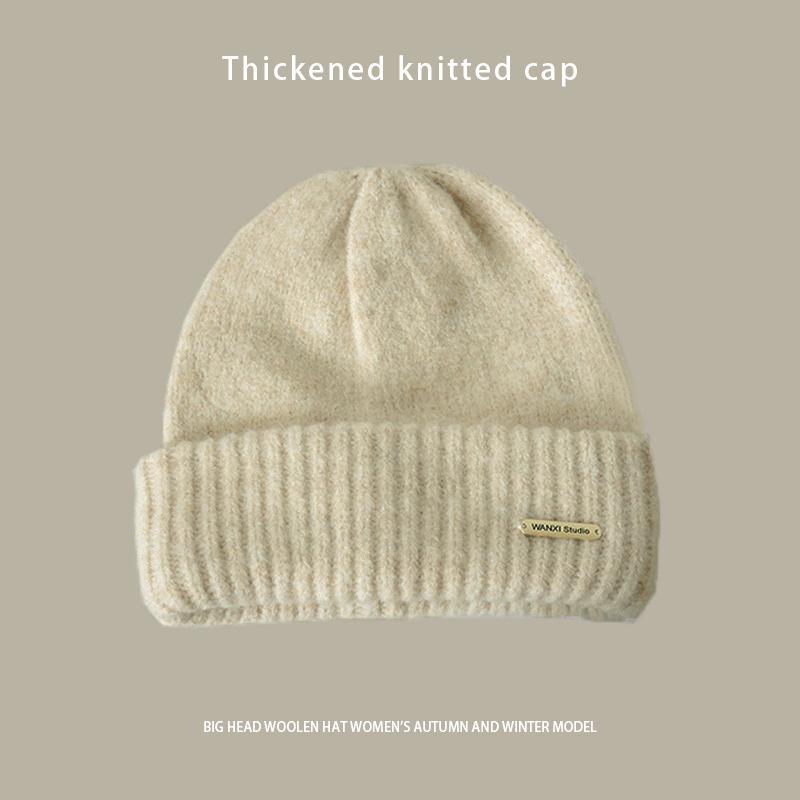 Women's Woolen Melon Cap: Warm, Solid Color Knit Hat for Autumn and Winter Outdoor Wear