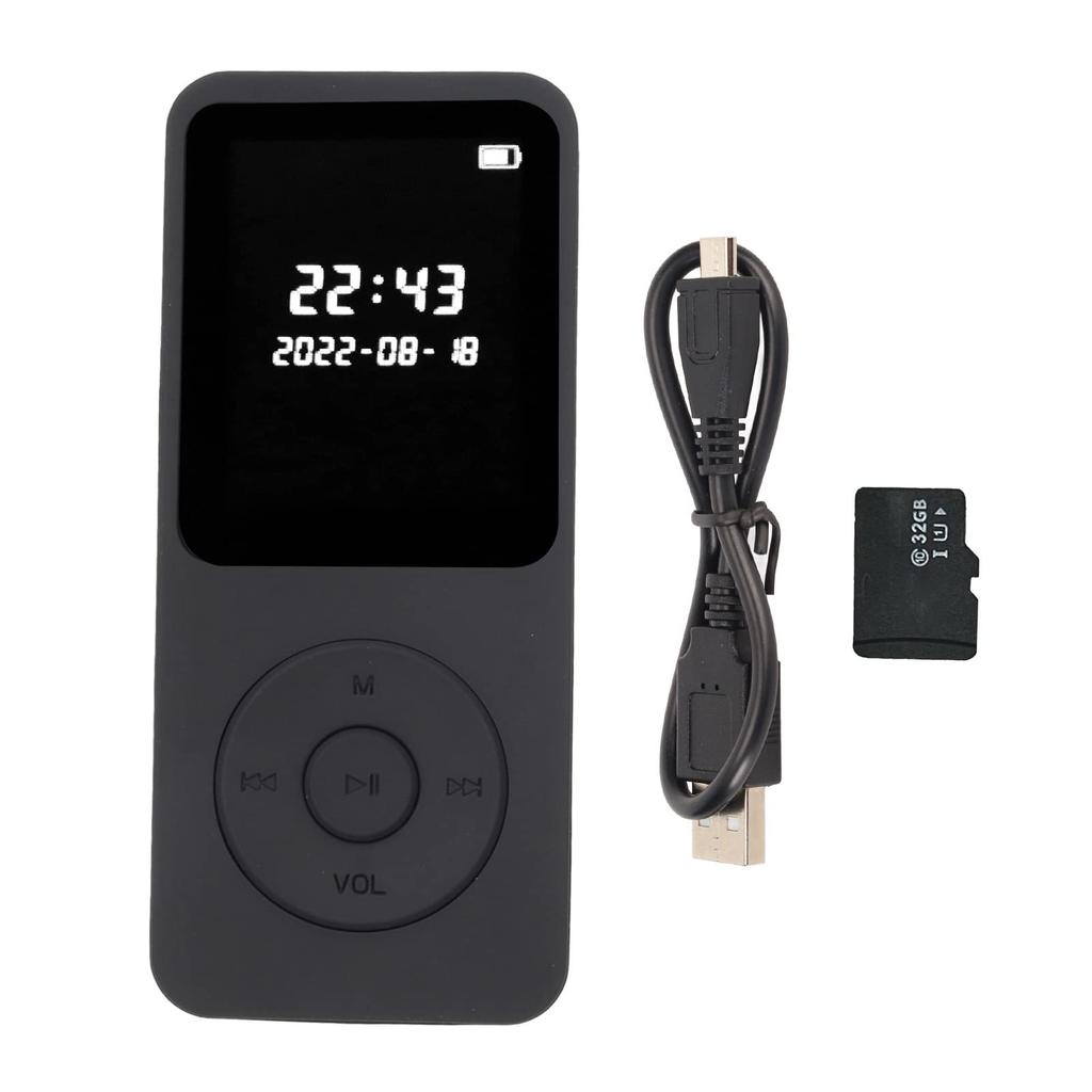 Acogedor Bluetooth 5.0 MP3 MP4 Player, 1.77-inch LCD Digital HiFi Lossless Music Player, Supports FM Radio, Recorder, E-book, HD Speaker, for Kids and