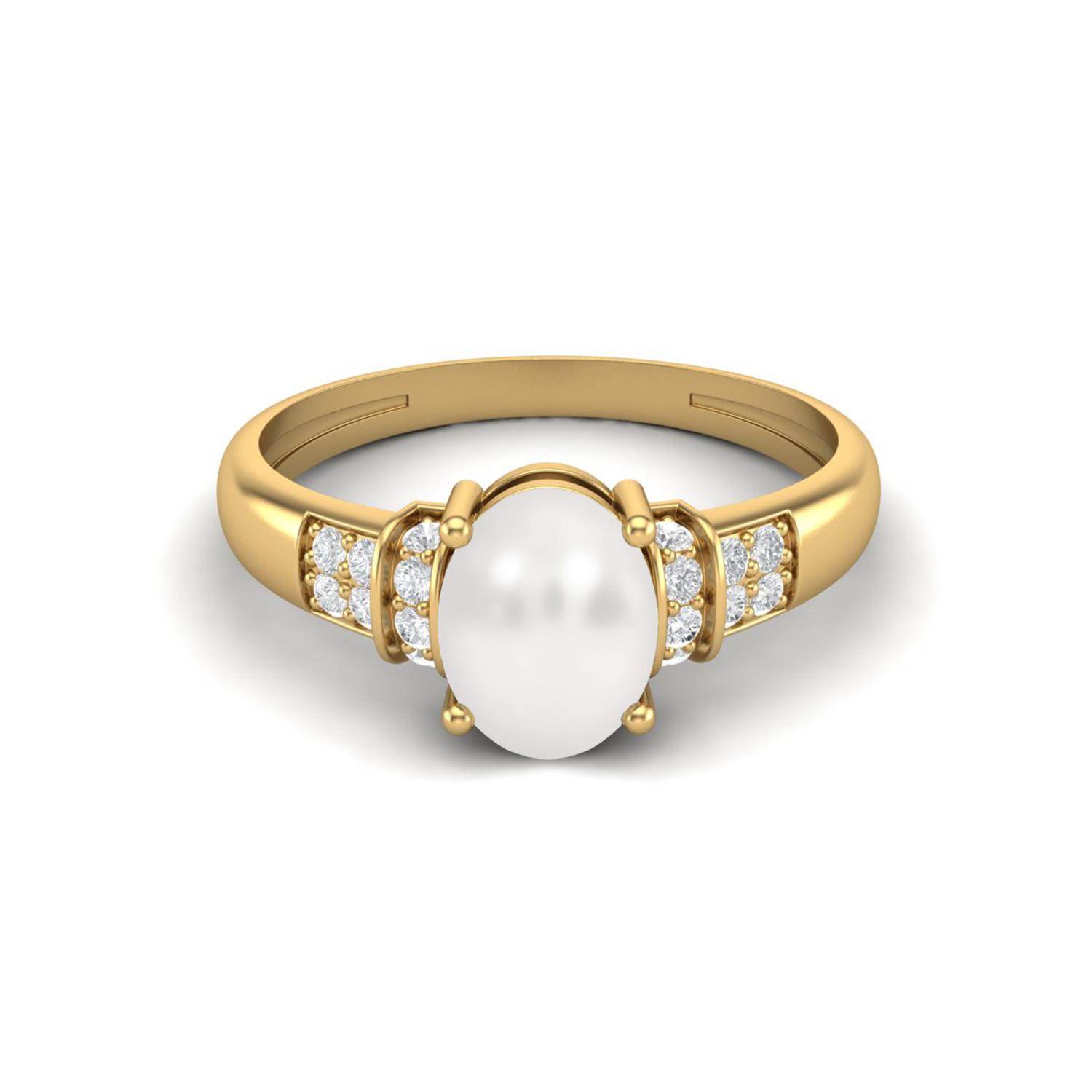 

925 Sterling Silver Gold Vermeil 1.66 Ct Oval Cut Pearl Engagement Women Ring 8 жёлтый
