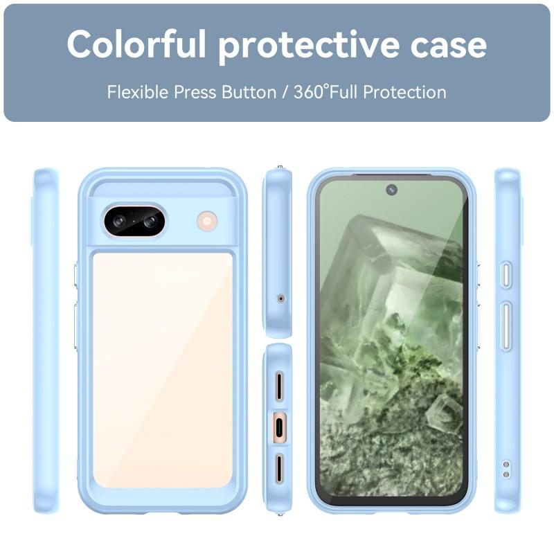 For Google Pixel 8a Back Cover WANLONFENG XC Series TPU Acrylic Phone Case with Tempered Glass Film