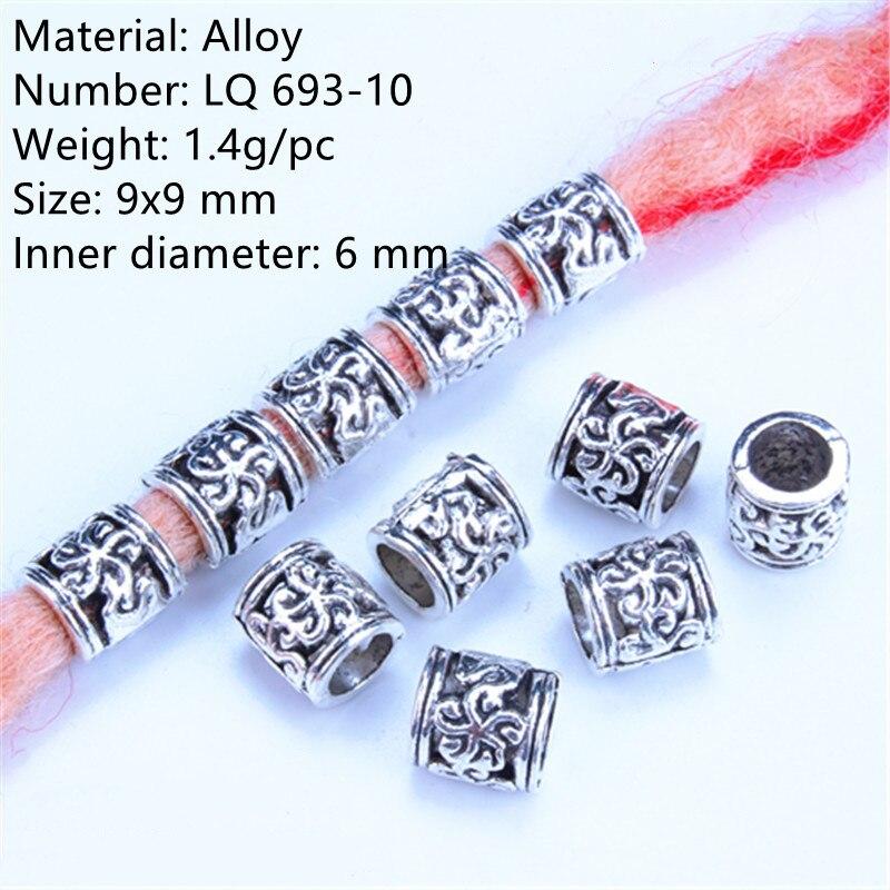 5pcs/bag Silver Metal Hair Rings Braid Dreadlocks Bead Hair Cuffs Dread Tube Charm Dreadlock for DIY Hair Accessaries